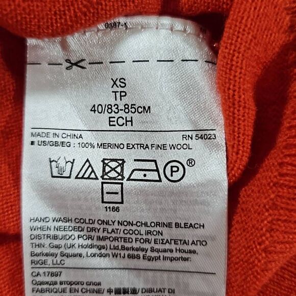 Merino Wool Red Orange Cardigan Banana Republic Womens Size XS - Picture 4 of 6